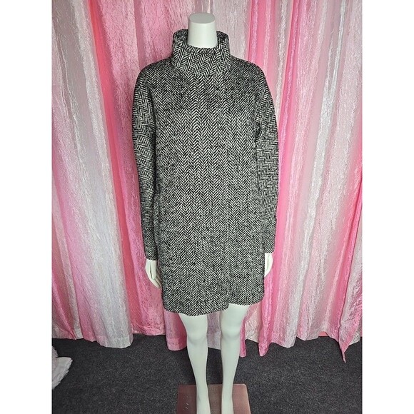 J. Crew Houndstooth Wool Blend Lined Classic Mock Neck Coat Size 10 - Picture 2 of 14